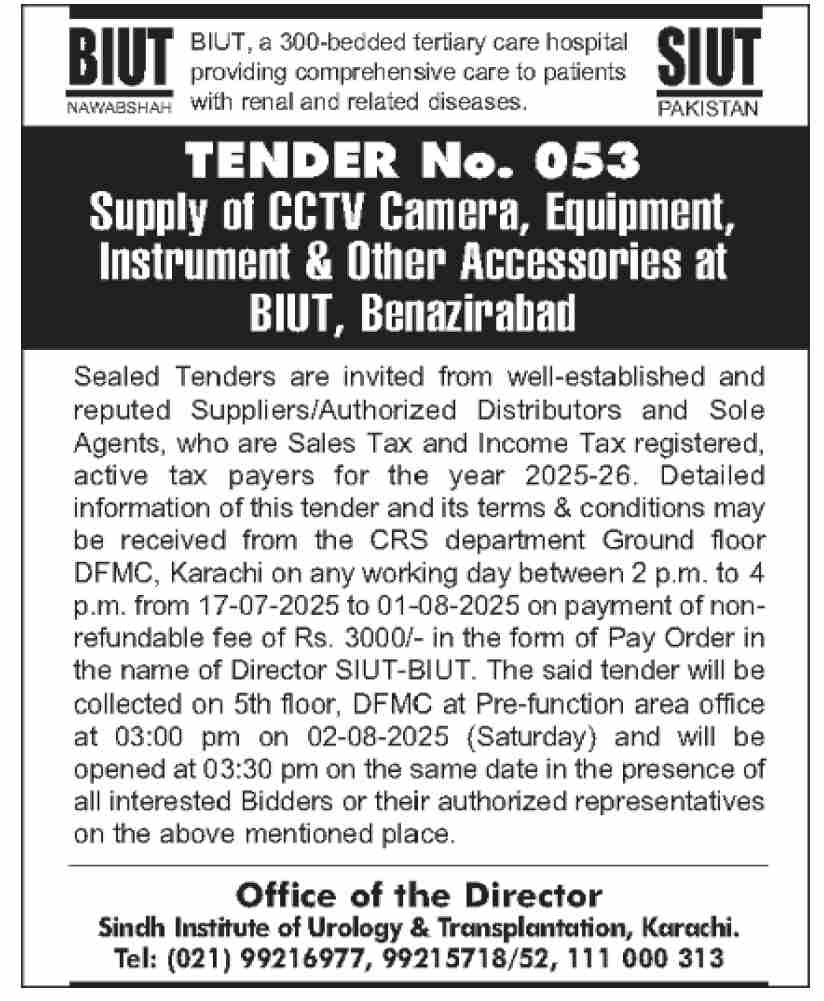 BIUT Karachi Tender Notice-1
